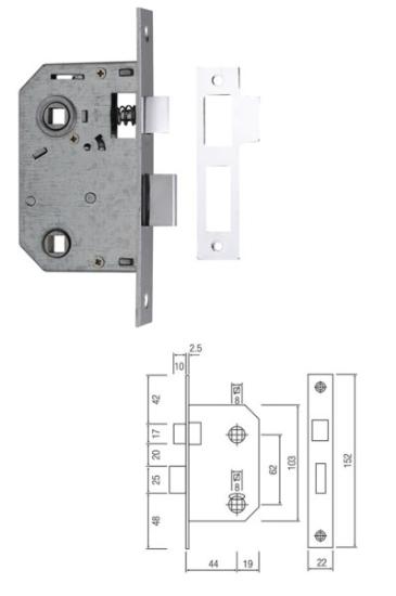 Prekės „Spyna durų įleidžiama 62/45 mm be rankenų WC K.251/WC CP FK-601 chromo spalvos Siba IŠPARDUOTA“ paveikslėlis