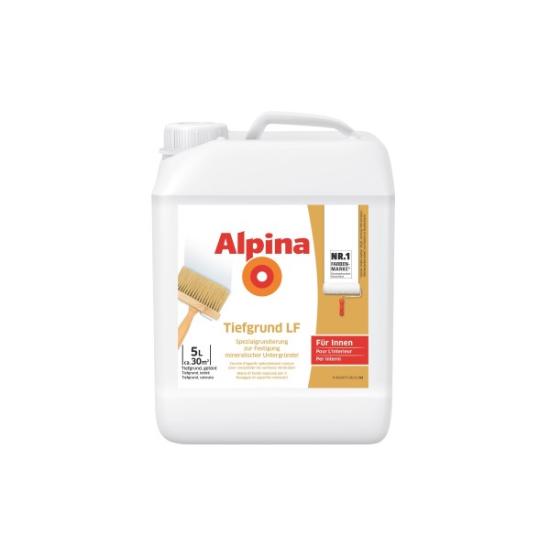 Prekės „Specialus gruntas mineralinių pagrindų sutvirtinimui Alpina Tiefgrund LF, 5 l IŠPARDUOTA“ paveikslėlis
