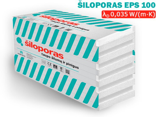 Prekės nuotrauka Polistirenas, šiloporas EPS 100, 30x1000x1000 mm