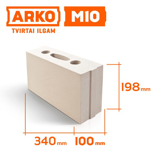 Prekės nuotrauka Blokas ARKO M10, silikatinis, 340x100x198 mm
