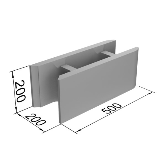 Prekės nuotrauka Blokas FIBO 200, keramzitbetonio, pamatinis, 500x200x200 mm