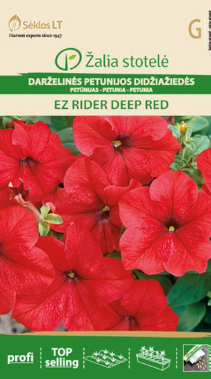 Prekės nuotrauka Sėklos darželinės petunijos didžiažiedės EZ RIDER DEEP RED IŠPARDUOTA
