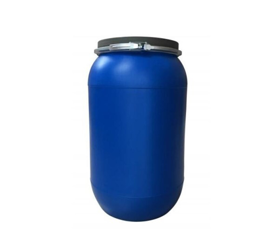 Prekės nuotrauka Plastikinė 120 litrų statinė su dangčiu ir metaliniu lanku 