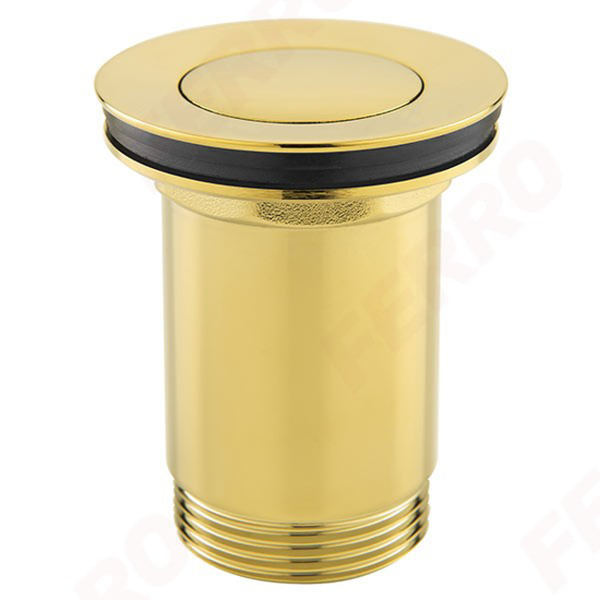 Prekės nuotrauka Vožtuvas dugno praustuvui FERRO S283G G1 1/4" paspaudžiamas, auksinis, metalinis