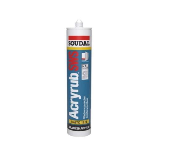 Prekės „Akrilas Soudal Acryrub SWS, 310 ml, dažomas, baltas  IŠPARDUOTA“ paveikslėlis