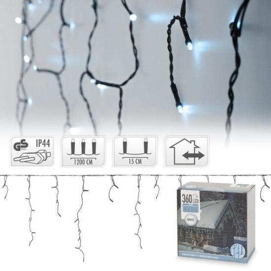 Prekės „Kalėdinė girlianda varvekliai 360 LED, 12 metrų, balta  IŠPARDUOTA“ paveikslėlis