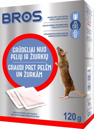 Prekės nuotrauka Grūdeliai nuo pelių ir žiurkių, graužikų 120g Bros