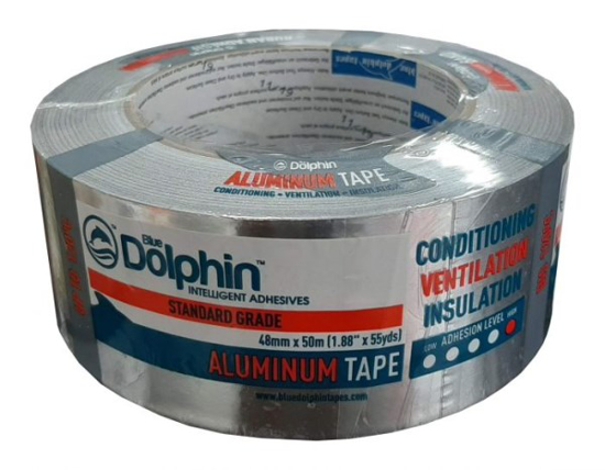 Prekės nuotrauka Lipnioji Aliuminio Folijos Juosta "Blue Dolphin Tapes" 48 mm / 50 metrų IŠPARDUOTA