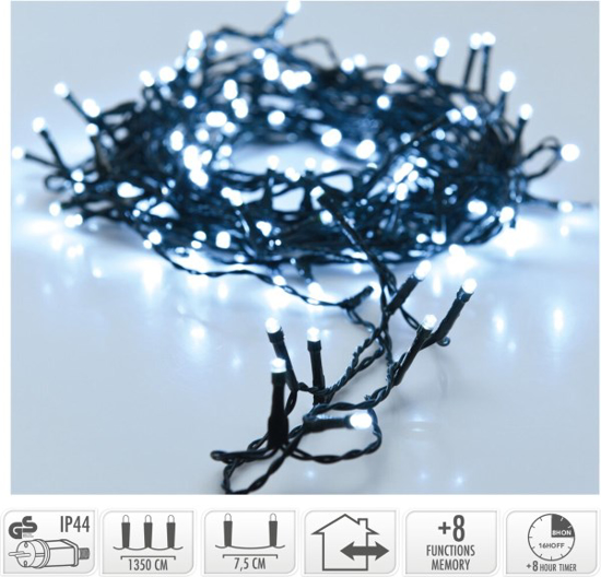 Prekės nuotrauka Kalėdinė girlianda 180 LED, 1350 cm, balta