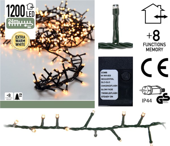 Prekės nuotrauka Kalėdinė girlianda 1200 LED, 24 metrai, balta IŠPARDUOTA