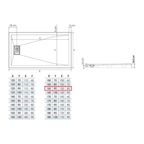 Prekės „Dušo kabinos padas KINEDO Kinesurf 160x90 IŠPARDUOTA“ paveikslėlis
