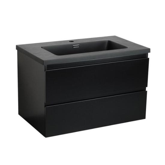 Prekės „Vonios spintelė LYFCO 206-6-138-3 su praustuvu CALLISTO Mat Black 800 IŠPARDUOTA“ paveikslėlis
