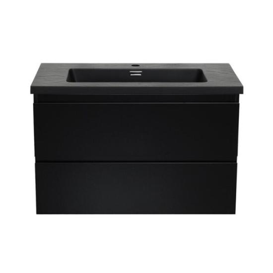 Prekės „Vonios spintelė LYFCO 206-6-138-3 su praustuvu CALLISTO Mat Black 800 IŠPARDUOTA“ paveikslėlis