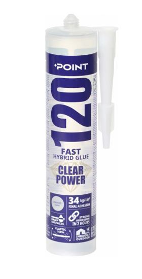 Prekės nuotrauka Stiprūs ir greiti klijai POINT 120 Clear Power, skaidrūs, 290 ml