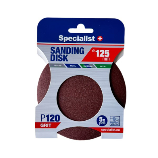 Prekės nuotrauka SPECIALIST+ šlifavimo popierius P120, 125 mm, 5 vnt.