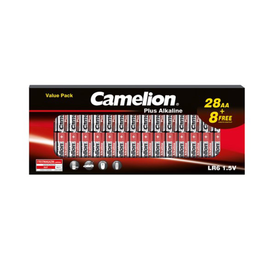 Prekės nuotrauka Elementai alkaline, LR06 B28+8, AA, 1.5V, CAMELION, 36 vnt.