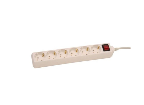 Prekės nuotrauka Ilgiklis 6 lizdų 3 m, jungtukas su įžeminimu, 3x1,5 mm² baltas