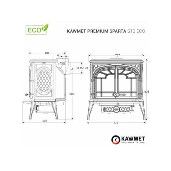 Prekės „Ketaus krosnelė KAWMET Premium SPARTA S10 ECO IŠPARDUOTA“ paveikslėlis