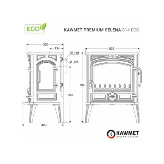 Prekės „Ketaus krosnelė KAWMET Premium SELENA S14 ECO IŠPARDUOTA“ paveikslėlis
