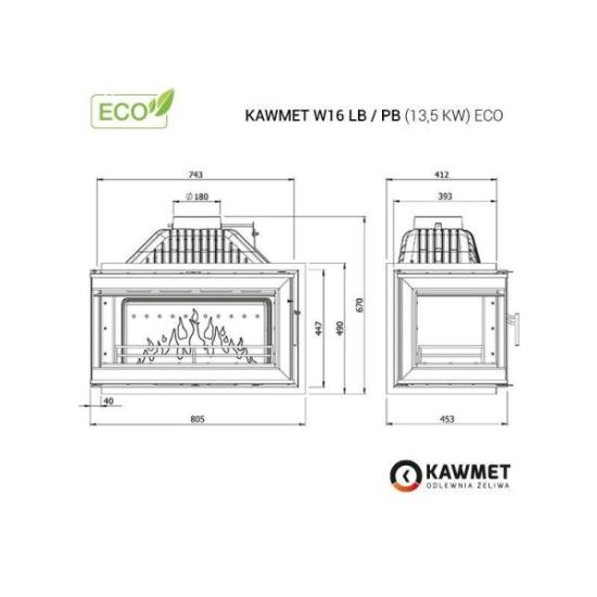 Prekės „Ketaus įdėklas židiniui KAWMET W16 PB 13,5 kW ECO IŠPARDUOTA“ paveikslėlis