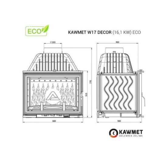 Prekės „Ketaus įdėklas židiniui KAWMET W17 Decor 16,1 kW ECO IŠPARDUOTA“ paveikslėlis