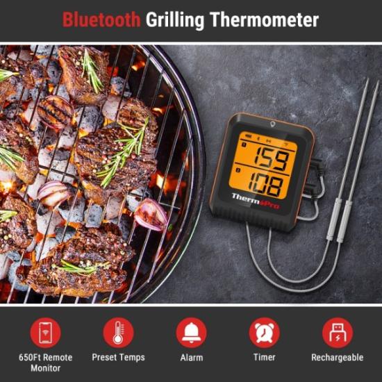 Prekės „Skaitmeninis belaidis įkraunamas bluetooth maisto termometras su 2 zondais ThermoPro TP920W IŠPARDUOTA“ paveikslėlis