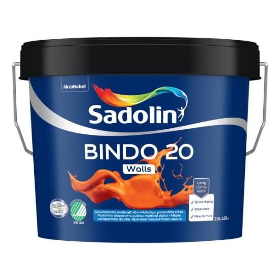 Prekės „Vandeniniai vidaus dažai SADOLIN BINDO 20, 1 l, BW bazė, balti, pusiau matiniai, plaunami IŠPARDUOTA“ paveikslėlis