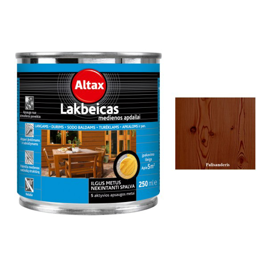 Prekės nuotrauka Lakbeicas medienos apdailai Altax Premium, Palisanderis, 0,25L
