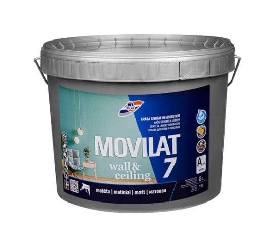Prekės nuotrauka Dispersiniai dažai Rilak Movilat 7  balti. 9 l A bazė