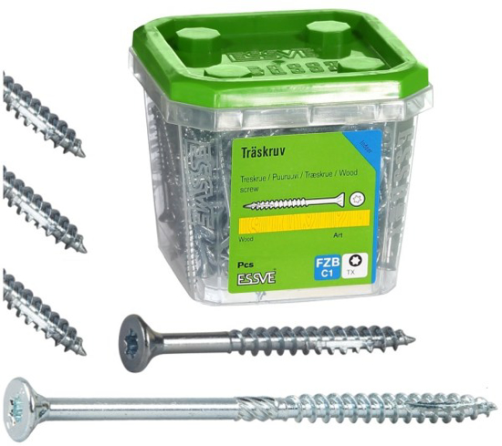 Prekės nuotrauka Medsraigčiai balti 3x30 mm T10 Essdrive C1 200 vnt Essve IŠPARDUOTA