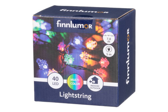 Prekės nuotrauka Girlianda 40 LED 7,8m multi Retro Finnlumor