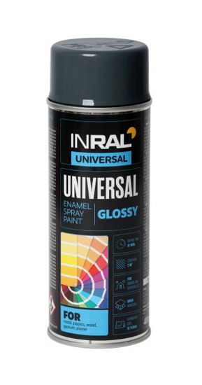 Prekės nuotrauka Dažai aerozoliniai INRAL UNIVERSAL RAL 7016, Antracito pilka, blizgi, 400 ml 