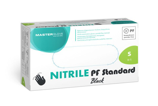 Prekės nuotrauka Vienkartinės pirštinės nitrilinės Master Glove S juodos 100 vnt.