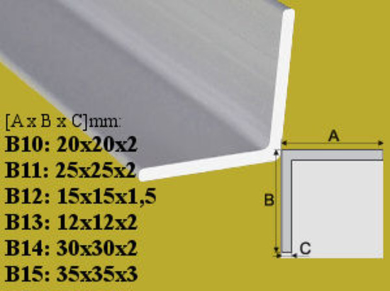 Prekės nuotrauka Profilis B13 kampinis aliuminis 12x12mm 2m