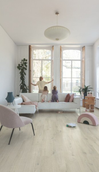 Prekės nuotrauka Vinilinės grindys Quick-Step, Cotton ąžuolas baltai rusvas, AVMPU40200, 1494x209x5+1mm, 33 klasė, su užraktu ir su paklotu, Bloom kolekcija