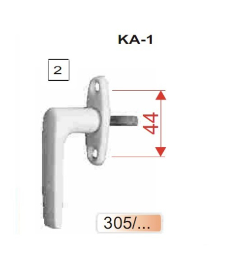 Prekės nuotrauka Rankena langų balta b/m 305/2 R2-3