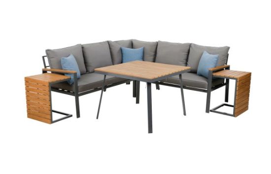 Prekės „Lauko baldų komplektas „Sofia“ – 6 dalių kampinė sofa su stalu ir šoniniais staliukais“ paveikslėlis