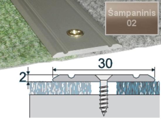Prekės „Profilis sujungimo grindų A02 šampano spalvos imitacija 30 x 2 mm 0,93 m A02-02-093“ paveikslėlis