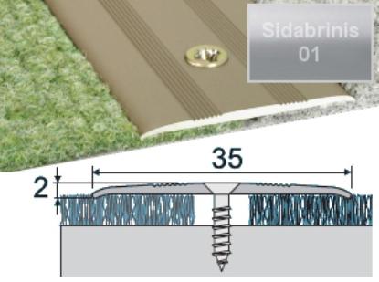 Prekės „Profilis grindų sujungimui A08 35x2mm 93cm sidabro spalva“ paveikslėlis