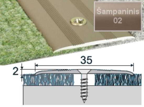 Prekės „Profilis grindų sujungimui A08 35x2mm 180cm šampano spalva“ paveikslėlis