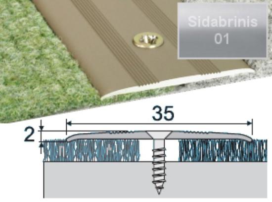 Prekės „Profilis grindų sujungimui A08 35x2mm 180cm sidabro spalva“ paveikslėlis