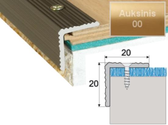 Prekės „Profilis laiptams A35 aukso spalvos imitacija 20 x 20 mm 0,9 m A35-00-090“ paveikslėlis