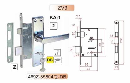Prekės „Spyna durų įleidžiama su rankena 55/55 mm ZV9A-1 balta 469Z-35804/2-DB“ paveikslėlis
