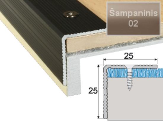Prekės „Profilis laiptams A40 šampano spalvos imitacija 25 x 25 mm 2,7 m A40-02-270“ paveikslėlis