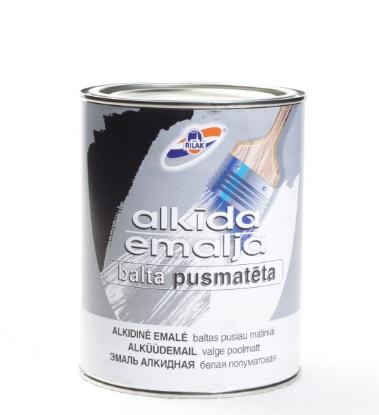 Prekės „Emalė alkidinė pusiau matinė balta  0,9 l“ paveikslėlis