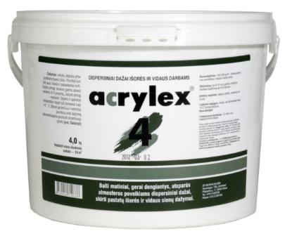 Prekės „Dažai vidaus darbams matiniai Acrylex-4 4 kg“ paveikslėlis