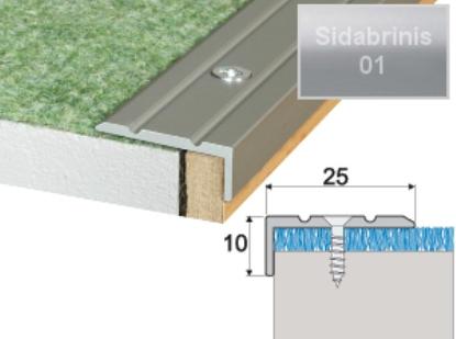 Prekės „Profilis laiptams A31 sidabro spalvos imitacija 25 x 10 mm 1,8 m A31-01-180“ paveikslėlis