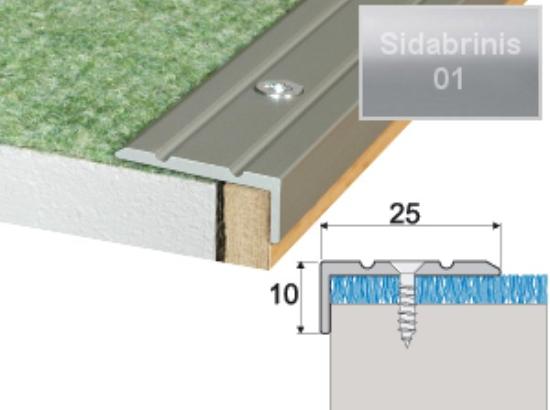 Prekės „Profilis laiptams A31 sidabro spalvos imitacija 25 x 10 mm 1,8 m A31-01-180“ paveikslėlis