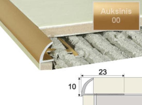 Prekės „Profilis plytelių užbaigimui A53-10-2500 aukso spalvos imitacija 10 mm“ paveikslėlis