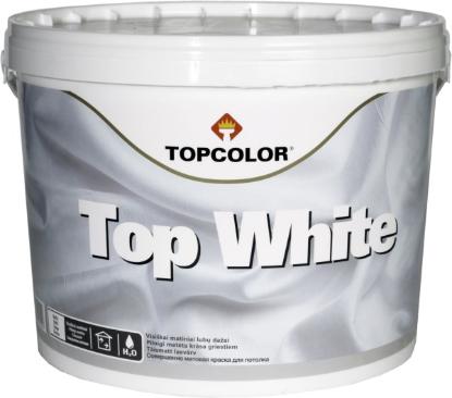 Prekės „Dažai dispersiniai lateksiniai visiškai matiniai TOPCOLOR TOP WHITE 5 l“ paveikslėlis